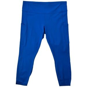 lululemon Fast and Free HR Tight 24 Crop Nulux Drawstring Pockets Sz 18 BLBT LN